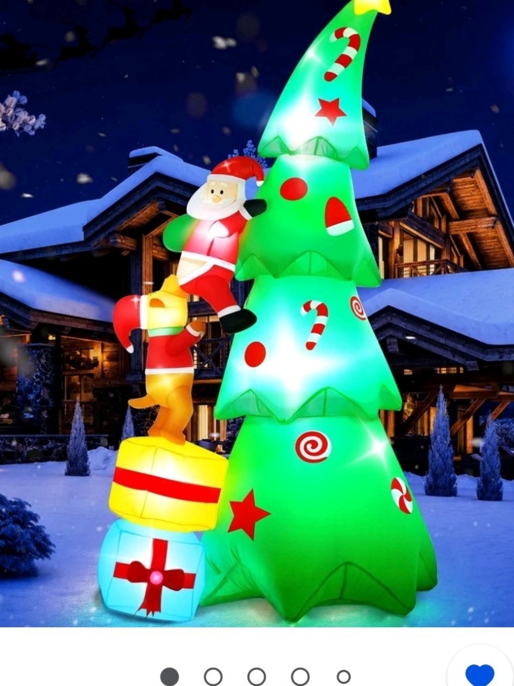 Inflatable Green LED Christmas Tree with Santa and Dog Holiday Decor 7.2 ftTall